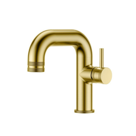 NU-045 Scudo Core Side Lever Mono Basin Mixer in Brushed Brass