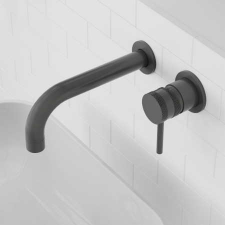NU-033 Scudo Core Wall Mounted Basin Mixer Tap in Gunmetal Close Up