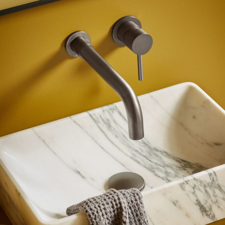 NU-033 Scudo Core Wall Mounted Basin Mixer Tap in Gunmetal Lifestyle