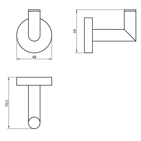 DELTA-004 Scudo Delta Robe Hook in Chrome Line Drawing