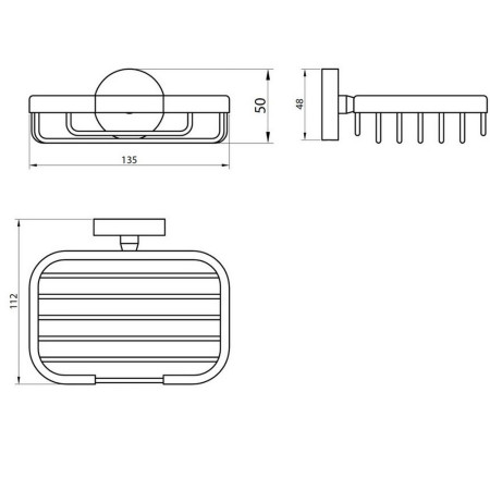 DELTA-001 Scudo Delta Soap Basket in Chrome Line Drawing