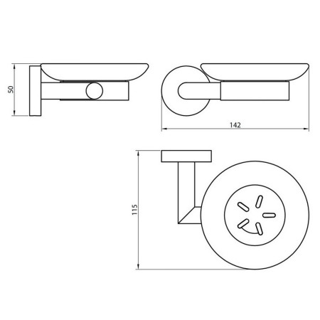 DELTA-006 Scudo Delta Soap Dish Holder in Chrome Line Drawing