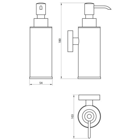 DELTA-003 Scudo Delta Soap Dispenser in Chrome Line Drawing