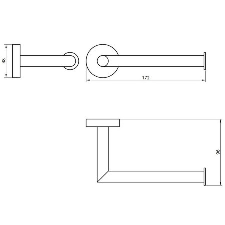 DELTA-005 Scudo Delta Toilet Roll Holder in Chrome Line Drawing