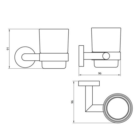 DELTA-012 Scudo Delta Tumbler Holder in Chrome Line Drawing