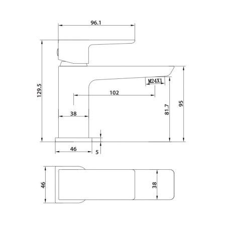 BLACK255ORB Scudo Descent Bath Filler in Black Line Drawing