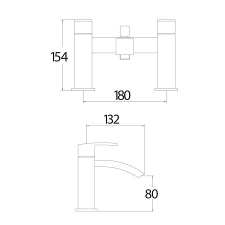 TAP033 Scudo Descent Bath Shower Mixer in Chrome Line Drawing