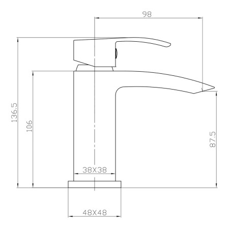 BLACK250ORBL Scudo Descent Mini Mono Basin Mixer with Push Waste in Black Line Drawing
