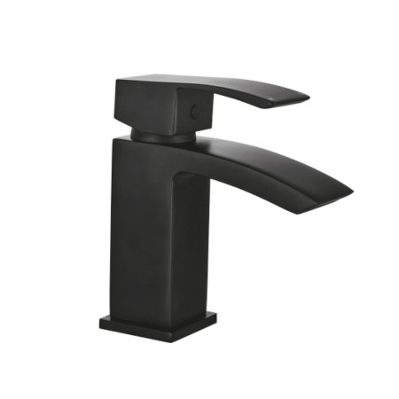Scudo Descent Mini Mono Basin Mixer with Push Waste in Black