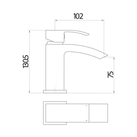 TAP034 Scudo Descent Mini Mono Basin Mixer with Push Waste in Chrome Line Drawing