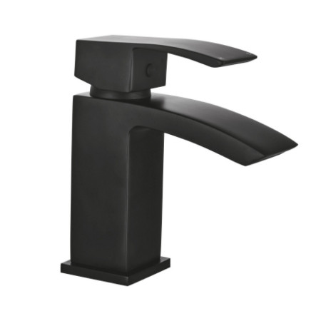 Scudo Descent Mono Basin Mixer with Push Waste in Black