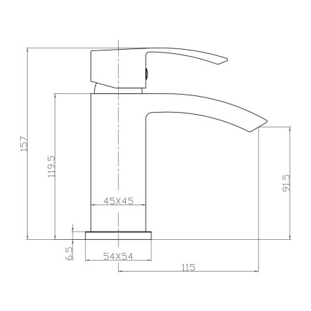 BLACK251ORBL Scudo Descent Mono Basin Mixer with Push Waste in Black Line Drawing