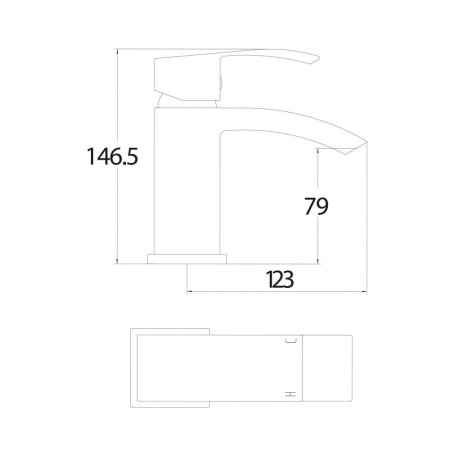 TAP031 Scudo Descent Mono Basin Mixer with Push Waste in Chrome Line Drawing