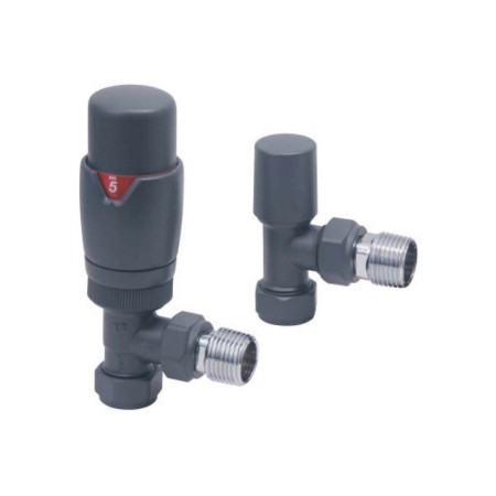 Scudo Designer TRV Angled Radiator Valves in Anthracite