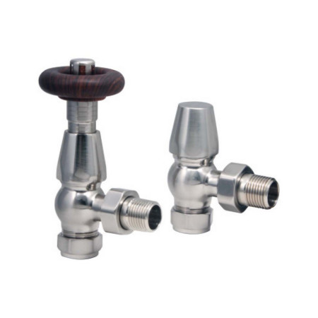 Scudo Designer TRV Angled Radiator Valves in Satin Nickel