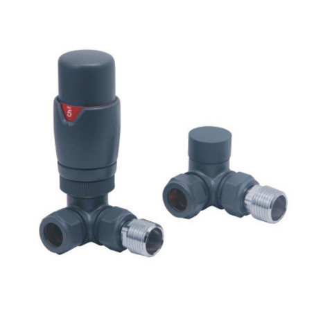 Scudo Designer TRV Corner Radiator Valves in Anthracite
