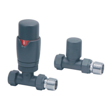Scudo Designer TRV Straight Radiator Valves in Anthracite
