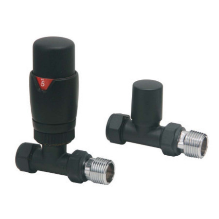 Scudo Designer TRV Straight Radiator Valves in Black