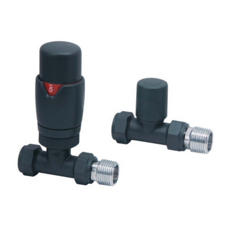 Scudo Designer TRV Straight Radiator Valves in Carbon Anthracite