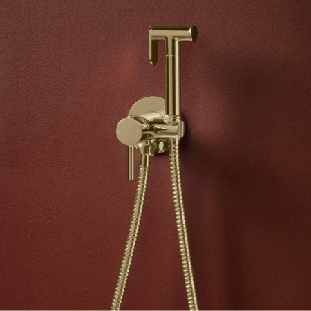 DOUCHE011 Scudo Douche Handset with Flexi Hose and Outlet Elbow in Brushed Brass (2)