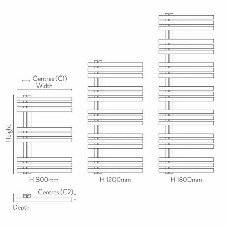 ELIZ800-500-A Scudo Elizabeth 800 x 500mm Designer Towel Radiator in Carbon Anthracite Line Drawing