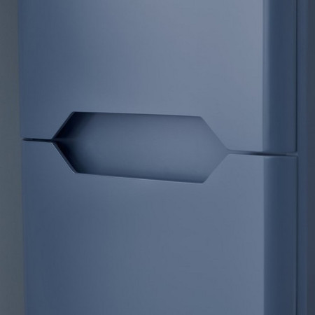 ELLA-TALLBOY-BLUE Scudo Ella 1400mm Wall Hung Tall Boy Cabinet in Matt Twilight Blue Handle Close Up