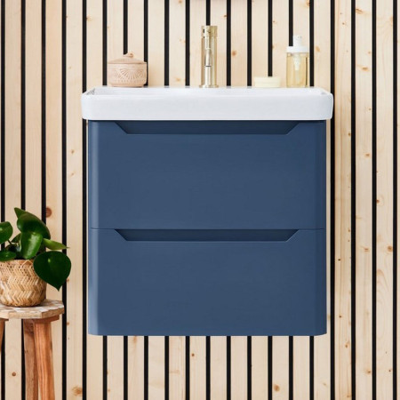 Scudo Ella 500mm Floor Mounted Vanity Unit with Basin in Matt Twilight Blue Lifestyle