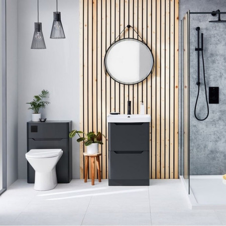 ELLA-WCUNIT-ANTHRACITE Scudo Ella 500mm WC Unit in Matt Anthracite Lifestyle