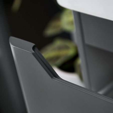 Scudo Ella 800mm Wall Hung Vanity Unit with Basin in Matt Anthracite Handle Close Up