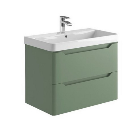 Scudo Ella 800mm Wall Hung Vanity Unit with Basin in Matt Sage Green