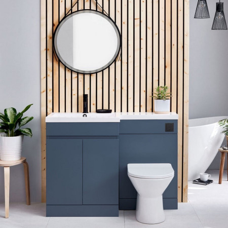 600CAB-LILI-BLUE/L-1100-WCUNIT-BLUE/L-1100-LEFT Scudo Empire 1100mm Left Handed Furniture Pack in Matt Twilight Blue (3)