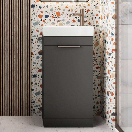 ESME-450UNIT-BLACK/BASIN007 Scudo Esme 450mm Matt Black Cloakroom Vanity Unit and Basin Lifestyle