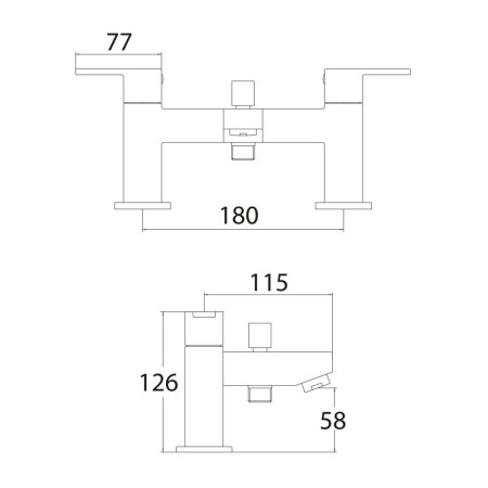 TAP023 Scudo Favour Bath Shower Mixer in Chrome Line Drawing