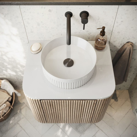VESSEL008 Scudo Fluted 360mm Round Countertop Basin Bathroom Setting