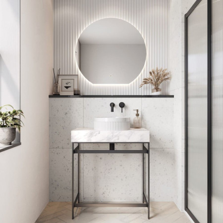 VESSEL008 Scudo Fluted 360mm Round Countertop Basin Lifestyle