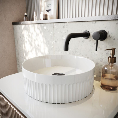 VESSEL008 Scudo Fluted 360mm Round Countertop Basin with a Scudo Core Tap