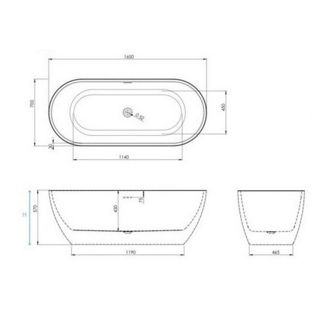 BATH-FORM Scudo Form 1650 x 700mm Freestanding Bath (3)