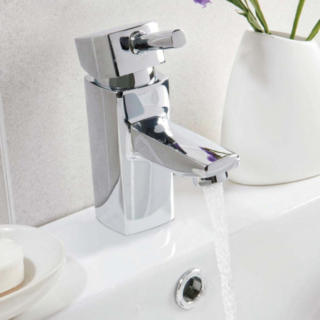 TAP011 Scudo Forme Mono Basin Mixer with Push Waste in Chrome Lifestyle