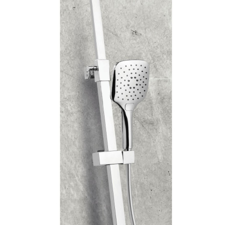 SHOWER010 Scudo Helier Square Cool Touch Rigid Riser Shower Handset Close Up