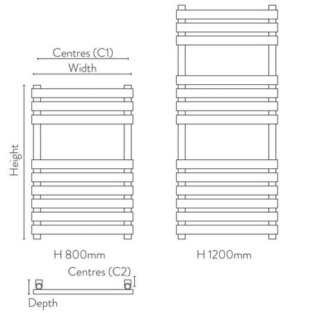 INST1200-500-C Scudo Instyle 1200 x 500mm Designer Towel Radiator in Chrome Line Drawing