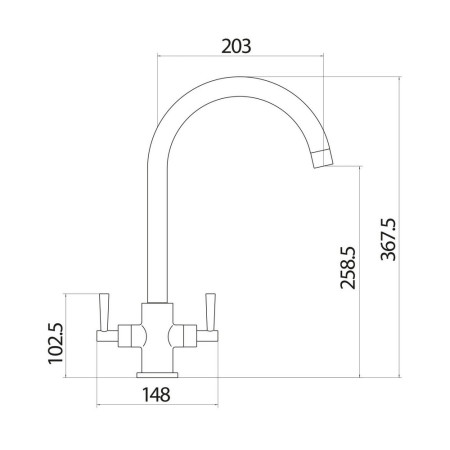 KT12 Scudo Kingston Chrome Kitchen Tap Dimensions