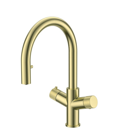 Scudo KoGE 4 in 1 Brushed Brass Swan Pull Out Spout Boiling Water Tap