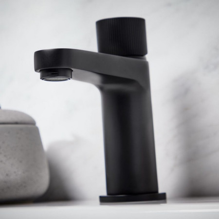 KO-002 Scudo Koko Black Mono Basin Mixer Bathroom Setting