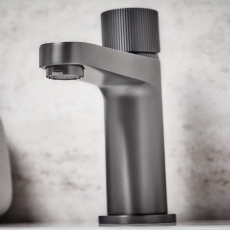 KO-021 Scudo Koko Gunmetal Mini Mono Basin Mixer Bathroom Setting