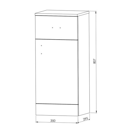 POLAR-DRAWERUNIT Scudo Lanza 350mm Floor Standing Drawer Unit in Gloss White Line Drawing