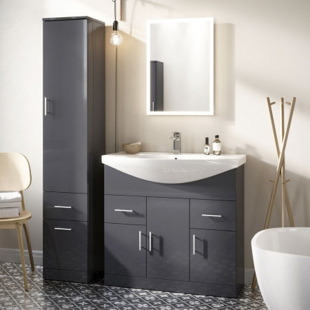 LANZA-TALLUNIT-ANTHRACITE Scudo Lanza 355mm Floor Standing Tall Unit in Gloss Anthracite (2)