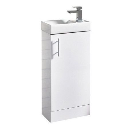 Scudo Lanza 400mm Floor Standing Cloakroom Vanity Unit with Basin in Gloss White