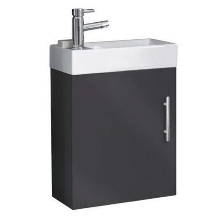 LANZAWALL-ANTHRACITE/LANZABASIN Scudo Lanza 400mm Wall Hung Cloakroom Vanity Unit with Basin in Gloss Anthracite (1)