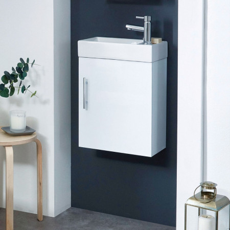 LANZAWALL/LANZABASIN Scudo Lanza 400mm Wall Hung Cloakroom Vanity Unit with Basin in Gloss White (4)