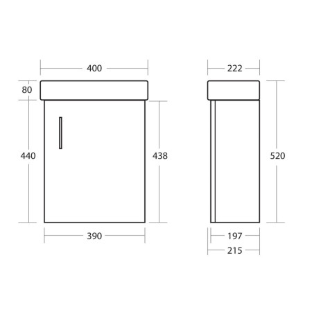 LANZAWALL/LANZABASIN Scudo Lanza 400mm Wall Hung Cloakroom Vanity Unit with Basin in Gloss White (2)